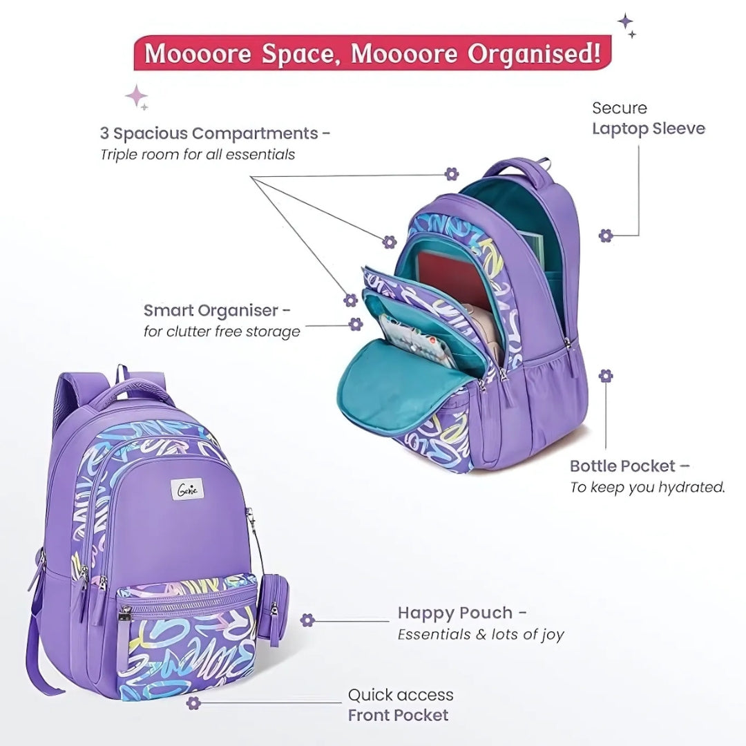 School Backpack for Girls |19 In-36 Ltr with Laptop Sleeve