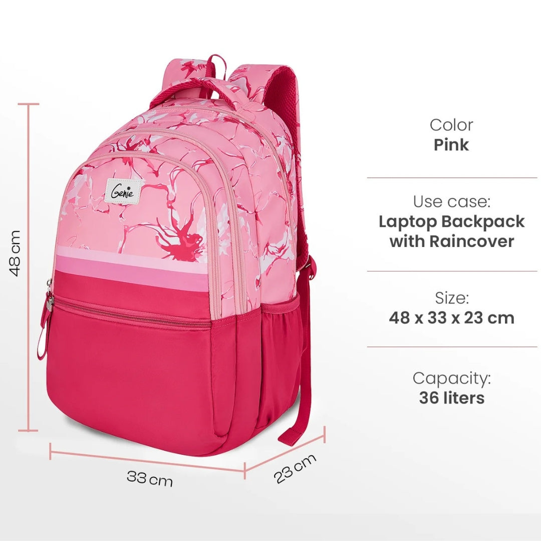 36L Pink Laptop Backpack With Raincover