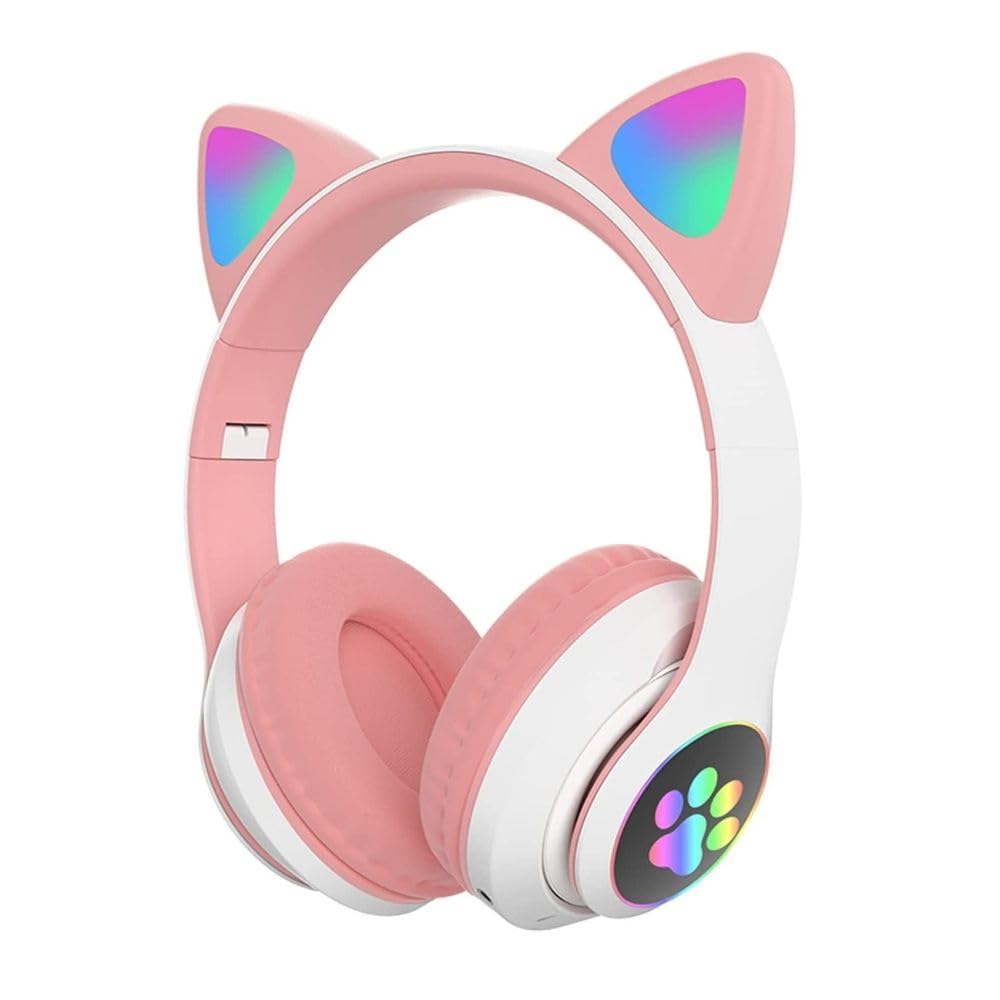 Cute Cat Ear Headset with LED Lights, Noise Cancelling Stereo Gaming Headphones