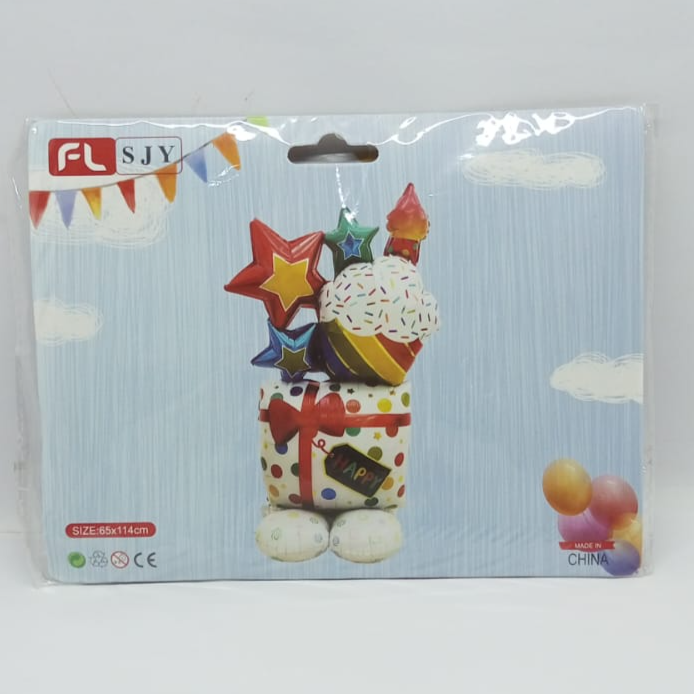 Foil Cake With Star Ballons