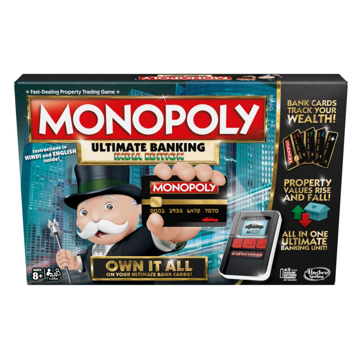 Monopoly Ultimate Banking Edition Board Game, Includes Electronic Banking Unit, Christmas Gift, Fun Christmas Board Game For Families And Kids, Strategy Game for kids Ages 8+