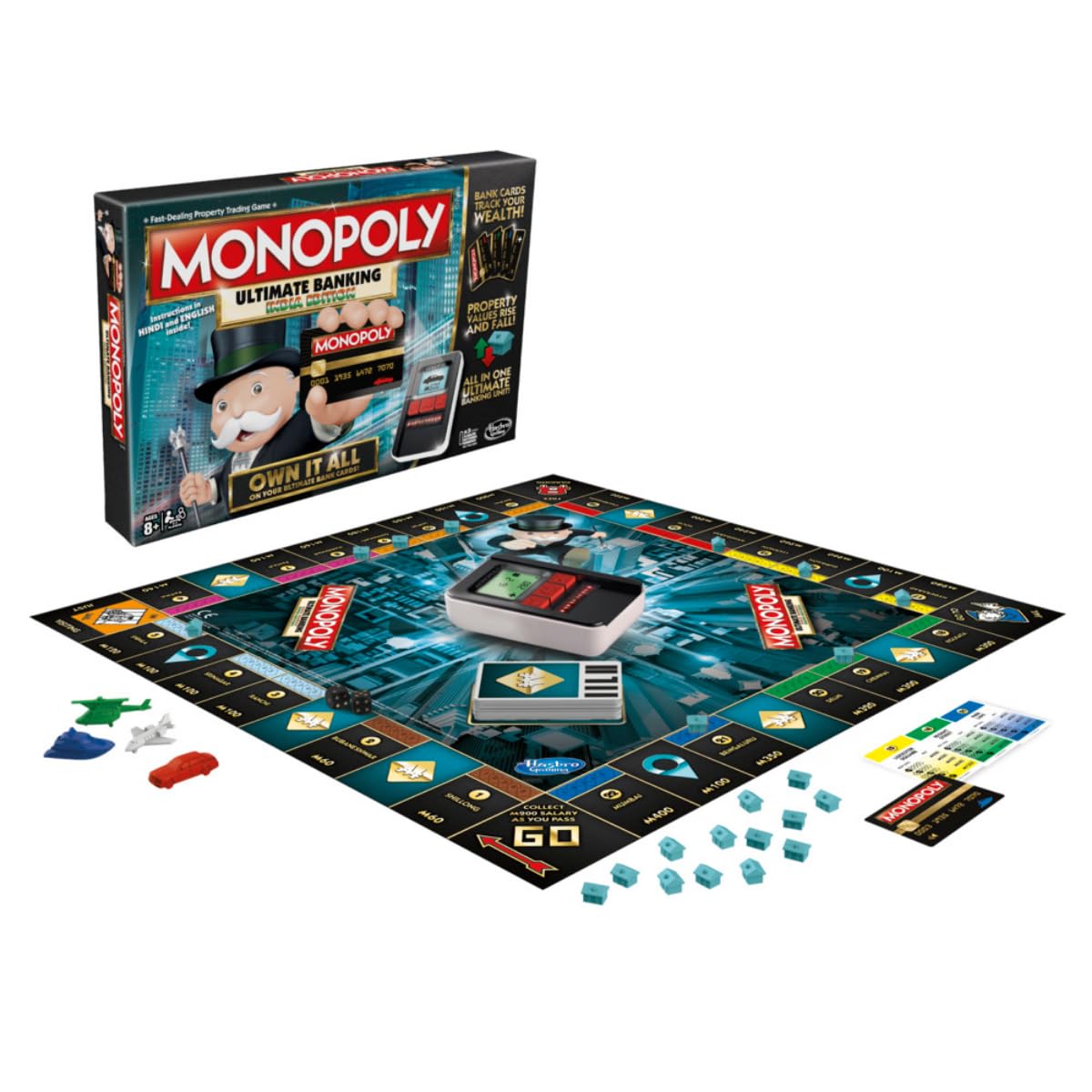 Monopoly Ultimate Banking Edition Board Game, Includes Electronic Banking Unit, Christmas Gift, Fun Christmas Board Game For Families And Kids, Strategy Game for kids Ages 8+