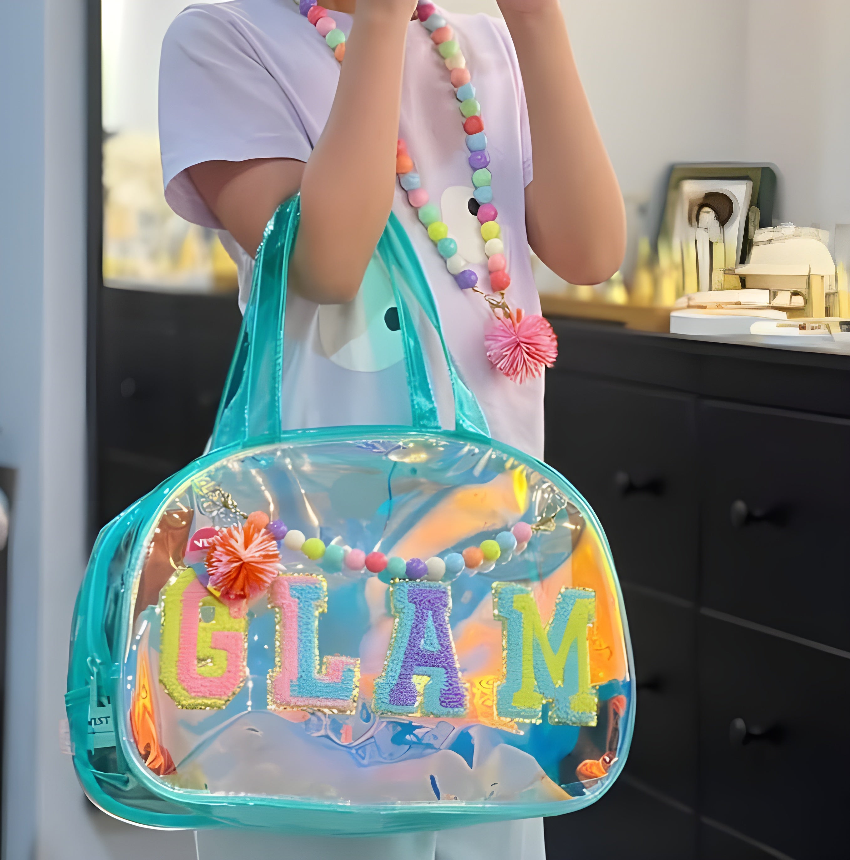 SJT Holographic Stylish & Multipurpose Transparent Hand Bag