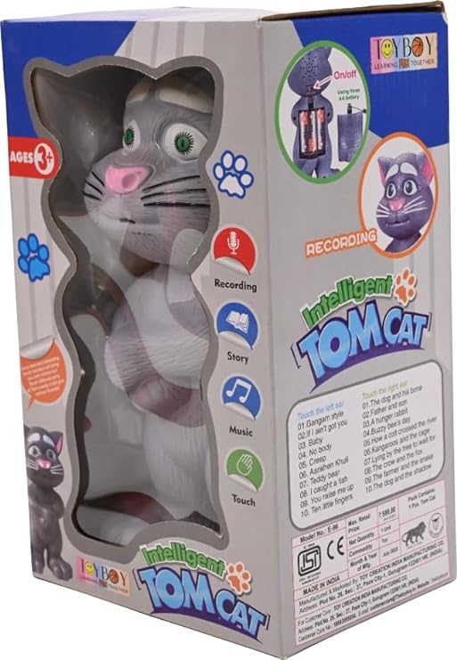 Kids Castle Intelligent Mimicking Tom Talking Toys for Kids, Story Telling and Singing Tom Toy for Boys & Girls, Voice Recording Robot Cat