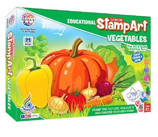 Educational Art & Craft Stamp Art Vegetable Big with 12 Different Vegetable Stamps for Kids Ages 4+
