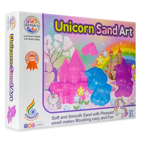 Unicorn Sand Art with 6 Molds | Soft Sand Clay Kit for Kids