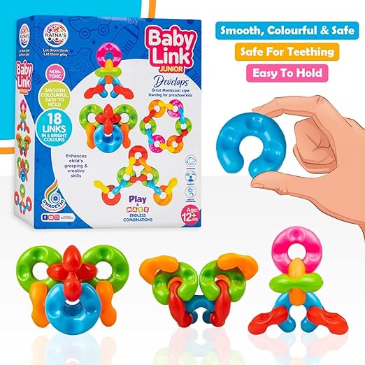 RATNA'S Baby Link Junior | Interlocking Educational Blocks for Kids, 12 Months +