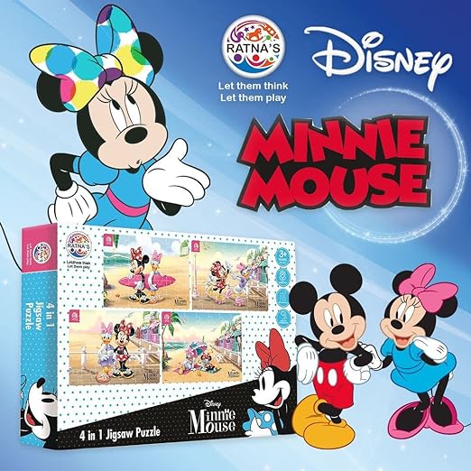 Ratna's 4 in 1 Disney Jigsaw Puzzle 140 Pieces for Kids. 4 Jigsaw Puzzles 35 Pieces Each