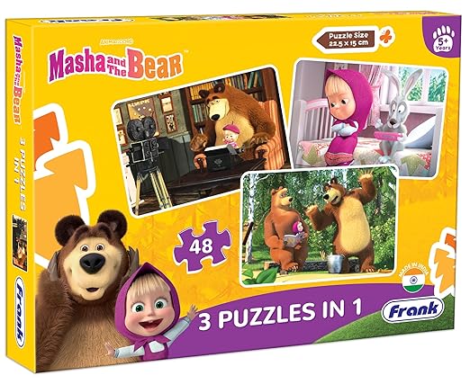 Frank Masha and The Bear Puzzles - 48 Pieces 3 in 1 Jigsaw Puzzles for Kids for Age 5 Years Old and Above