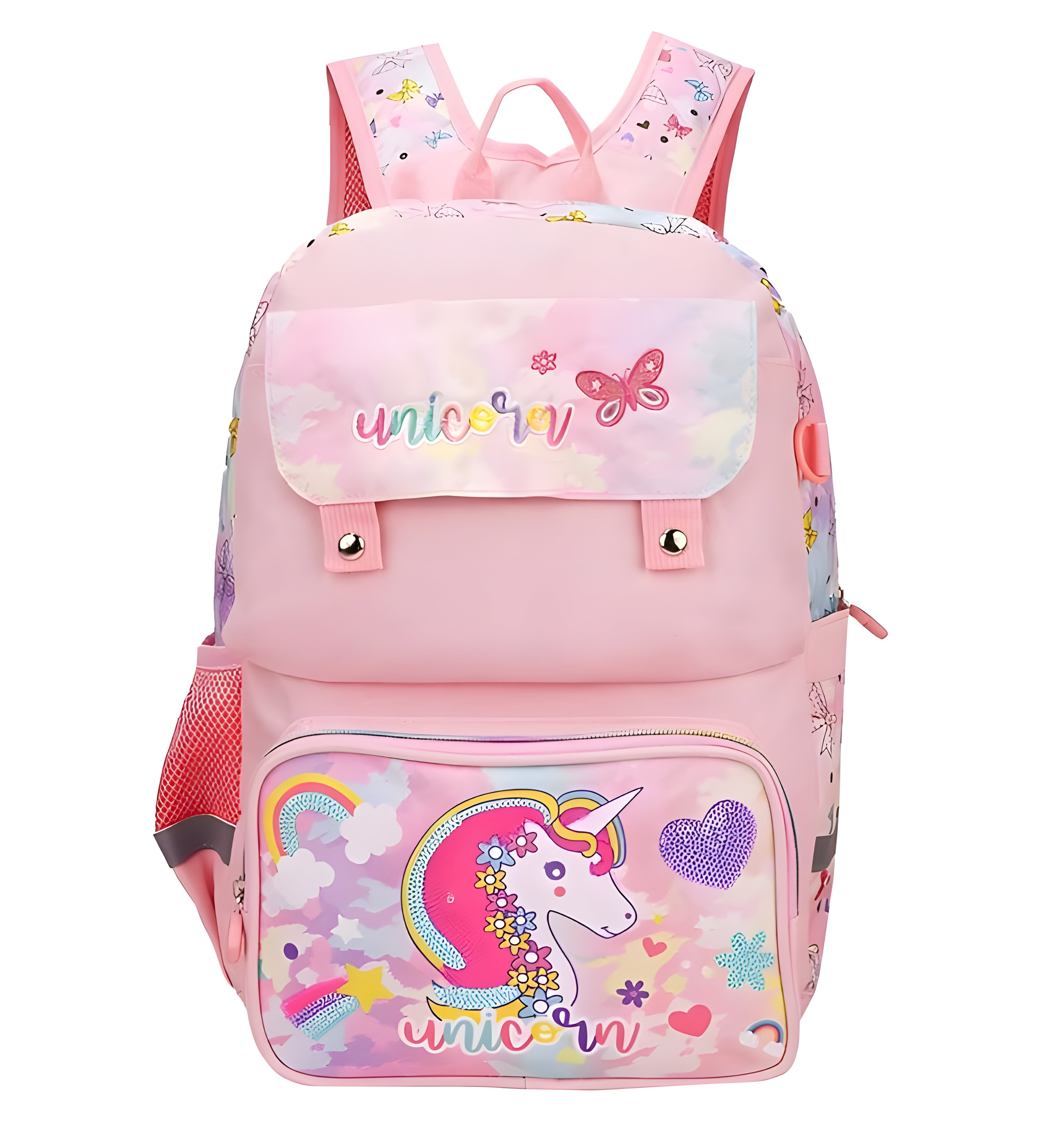 Unicorn Lightweight Spacious Travel School Bag for Toddlers & Children Water Resistant(Peach)
