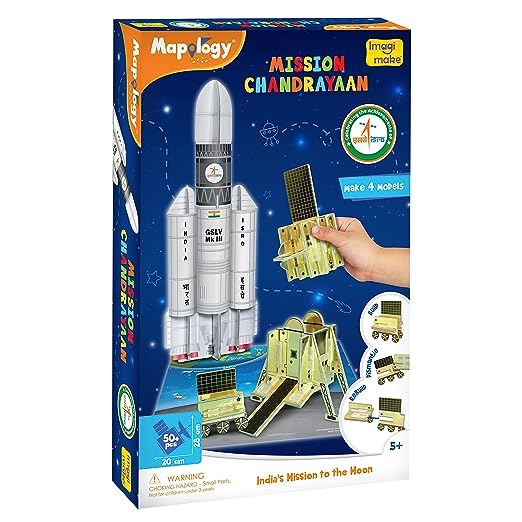 Mapology Chandrayaan | ISRO Rocket Model & Satellite | Astronaut Toy | Educational Toys for Kids 5+Years | 3D Puzzles