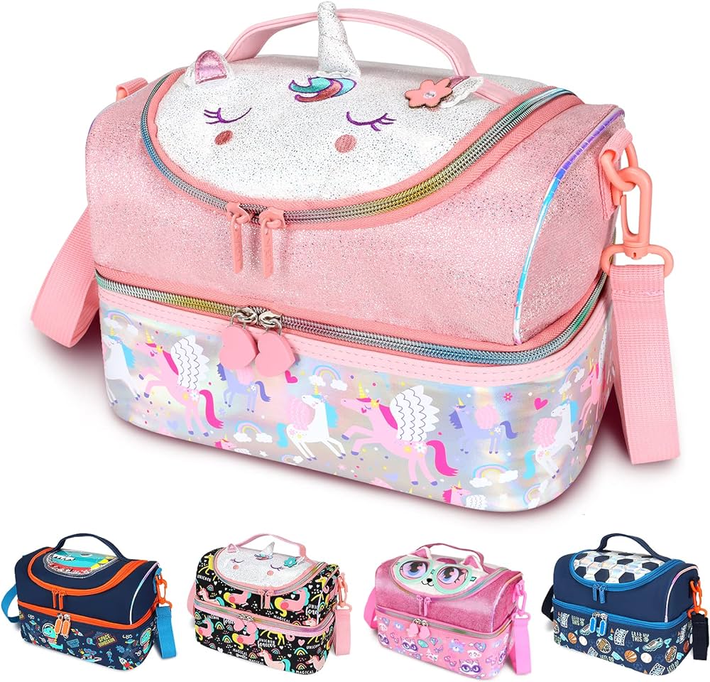 Kids Insulated Lunch Box for Girls Boys,Toddler Travel bags With Strips