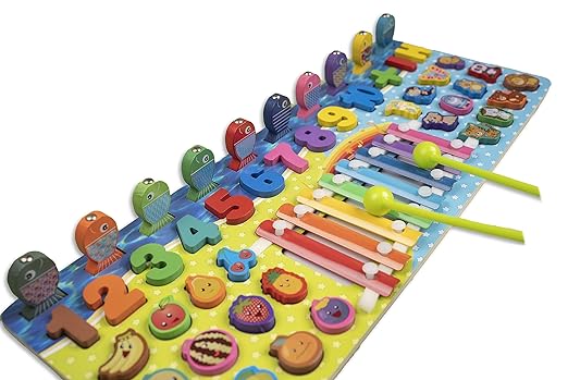 THE BRAIN GYM FACTORY Unisex Children Wooden Party Play Piano/Multicolor/Size - L