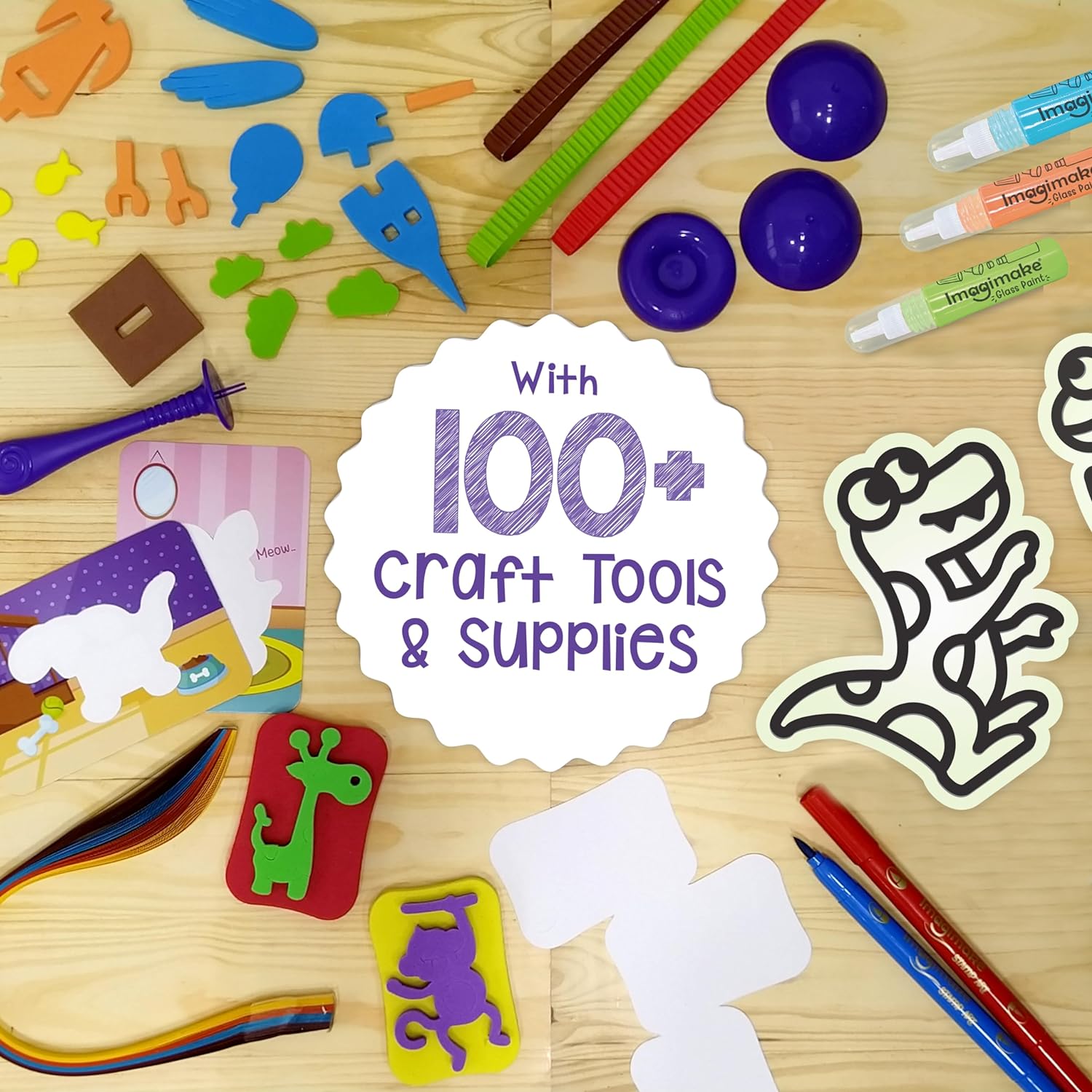 5-in-1 Awesome Foam Arts and Crafts Kit with Air Dry Clay, Paper Quilling Kit, Stamp, Gifts for 5, 6, 7, 8 Year Old Kids, Girls & Boys, Multicolour