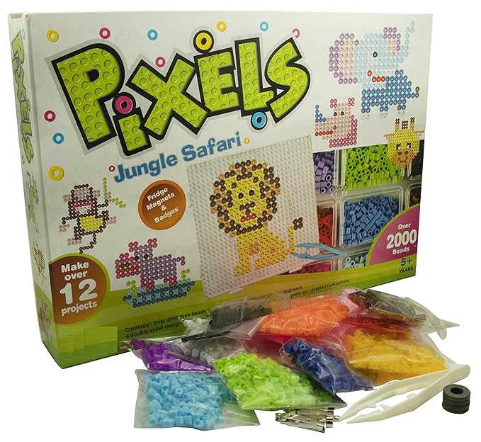 Toy Cloud Pixels Jungle Safari Fridge Magnets Plastic, Beads Badges Do-It-Yourself Kit