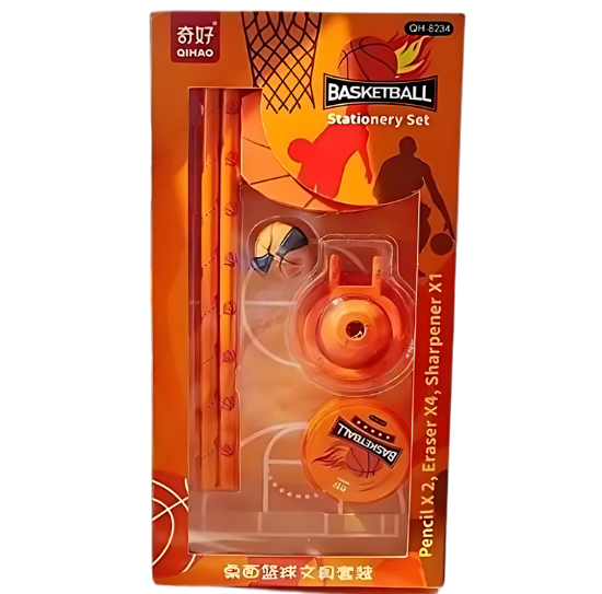Stationary Kit – Basket Ball Theme Stationary Set for Kids, Pencil, Sharpener, Eraser Set for Kids,