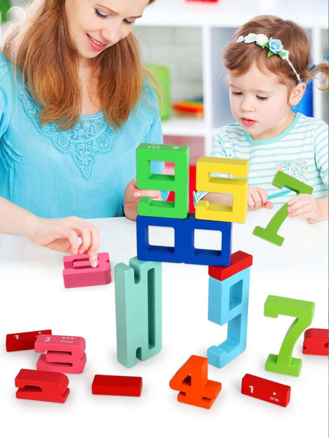 A Digital Building Block Jenga Le Children's Toy, Children's Educational Intelligence Layer Balance Wooden Block Game