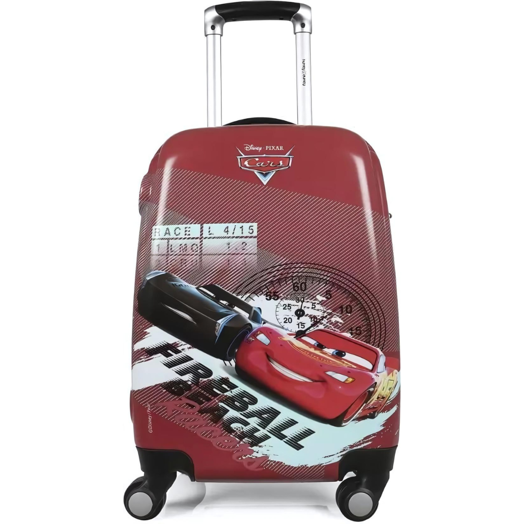 Suitcase (60 cm) 4 Wheels - HD Cars Red Polycarbonate Kids Hard Luggage Trolley Bag