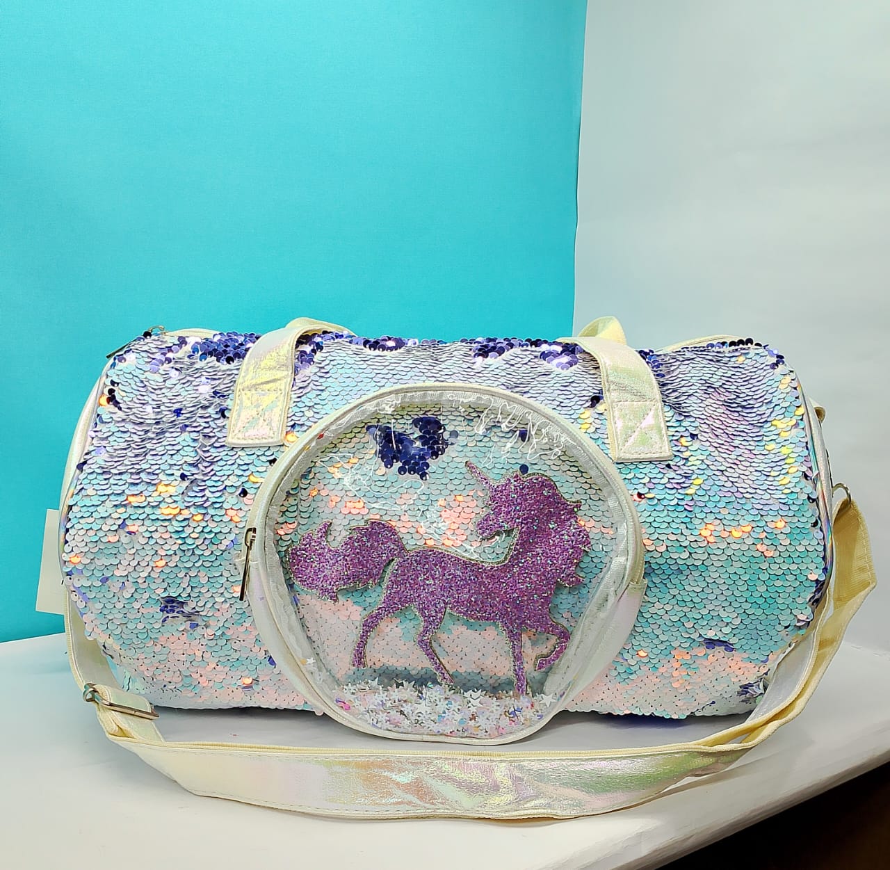 Unicorn Holographic Sequence Girls Travel Bag for Teen