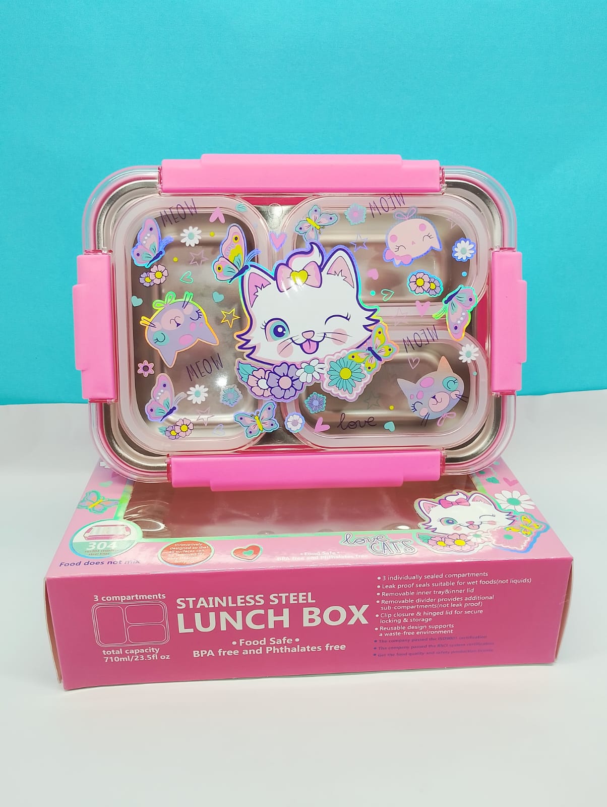 Purrfect Kitty Stainless Steel Bento Box