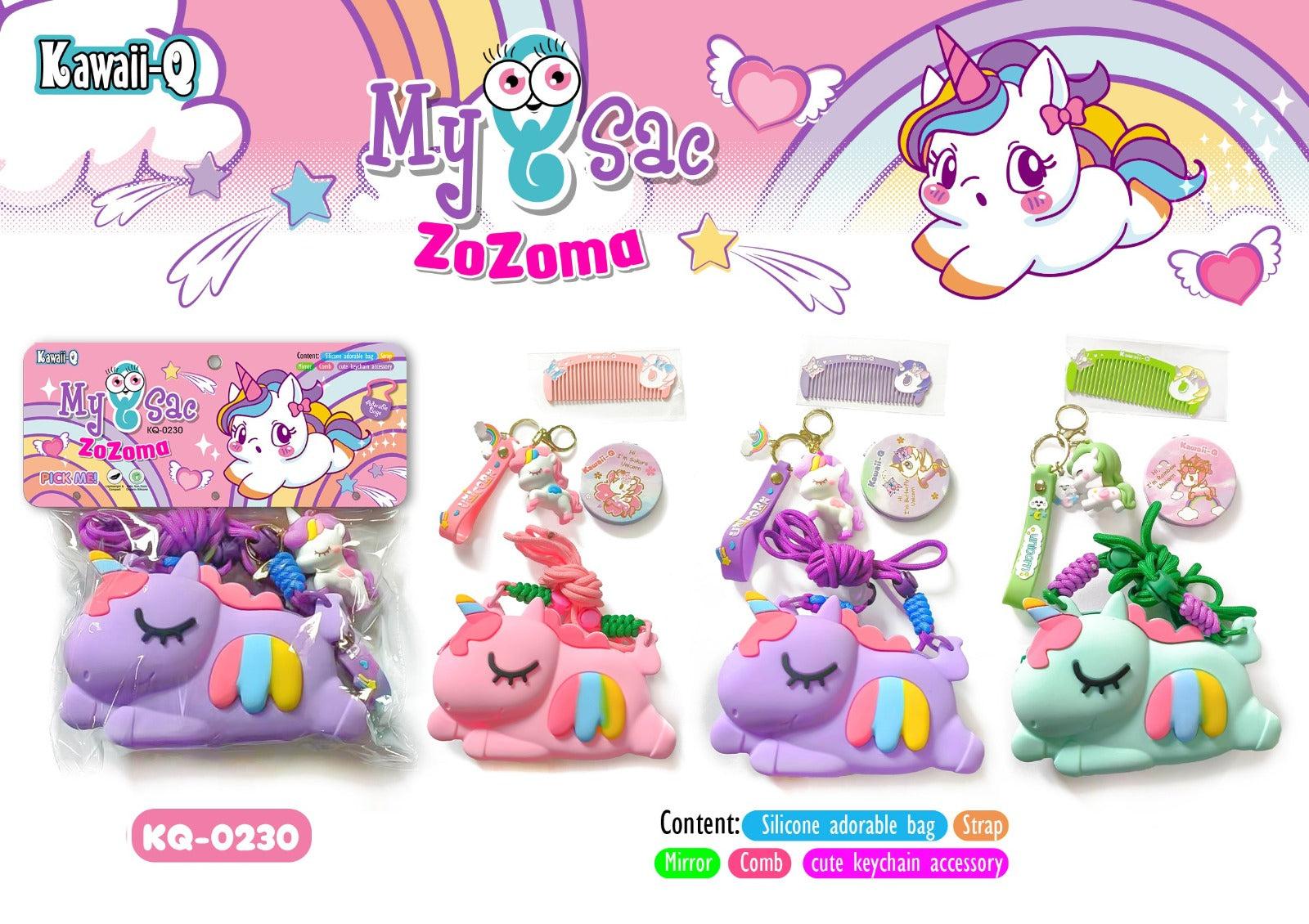 Silicon Adorable Unicorn Bag In Three Colours
