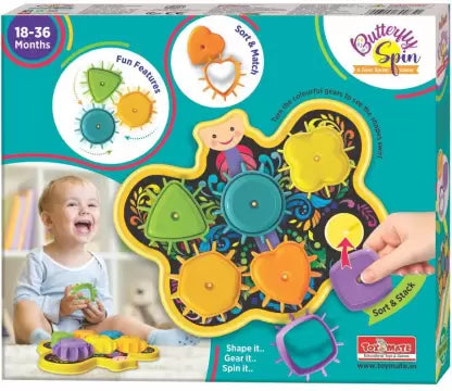 Toymate Buttefly Spin - A Gear Sorter Toy for Kids Age 18-36 Months (Multicolor)