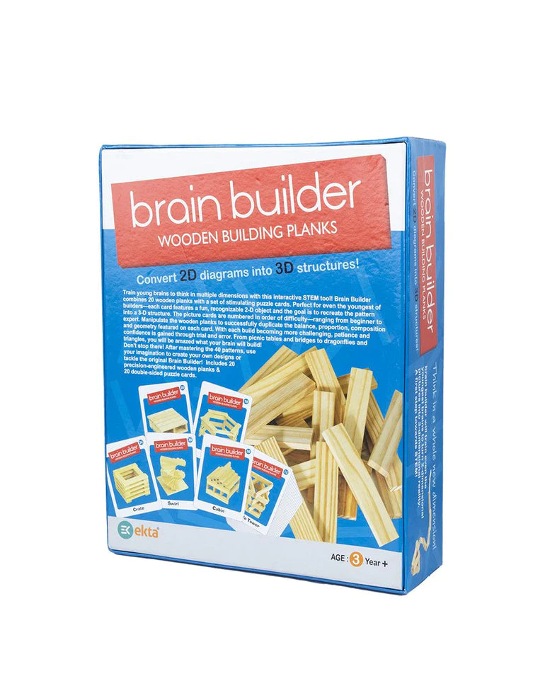 Brain Builder Wooden Building Planks Set-1, (Play & Learn) - For Child Age 3 & Up