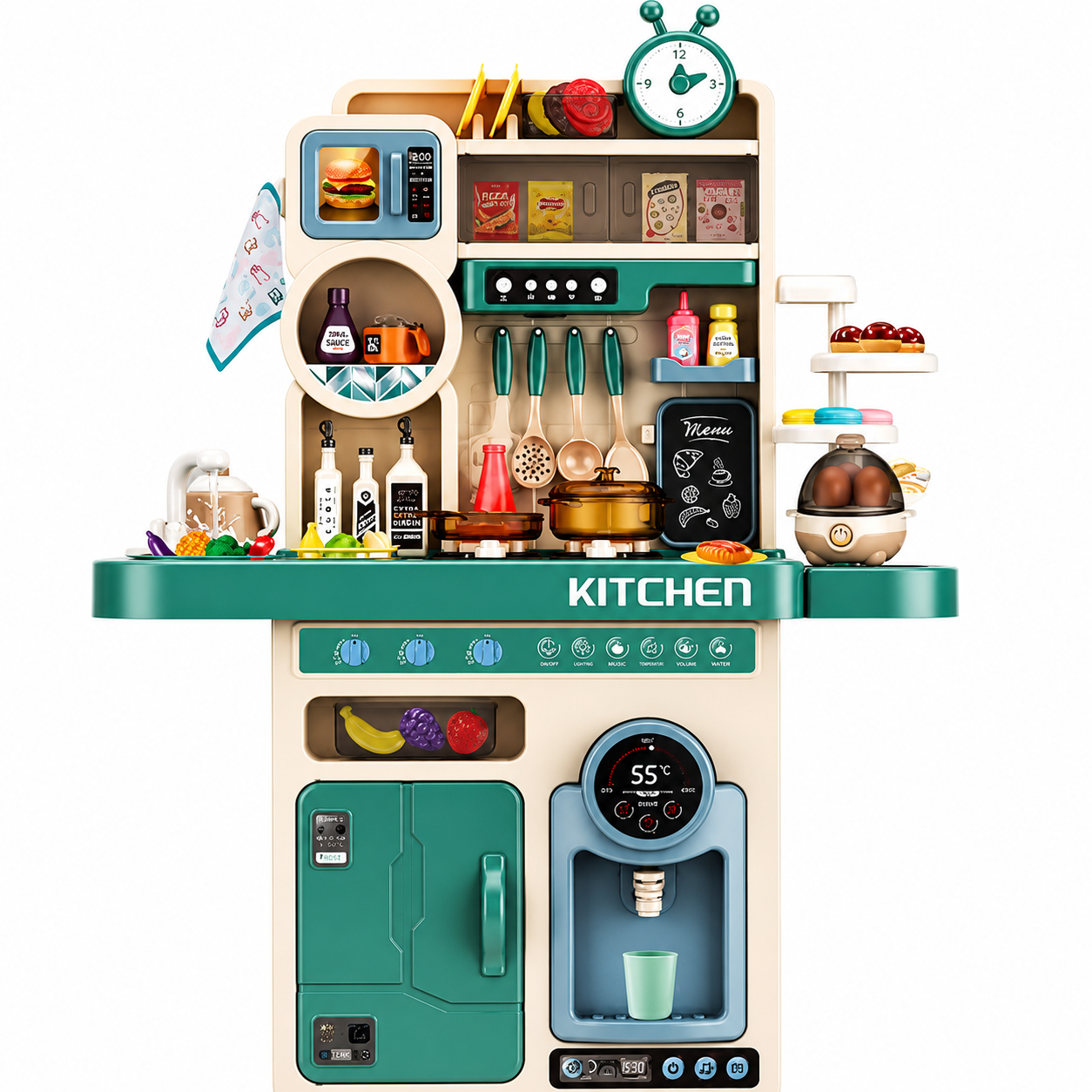 93 PCS Kids Kitchen Playset with Realistic Lights & Sounds