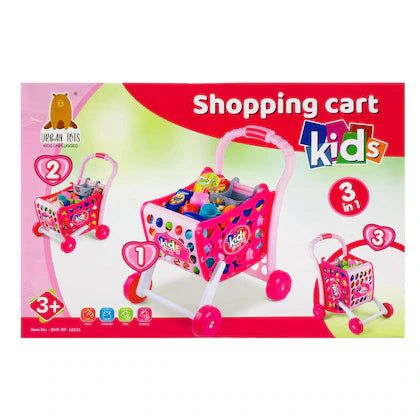 TOY KINGDOM 3 in 1 Kids Supermarket Shopping Cart