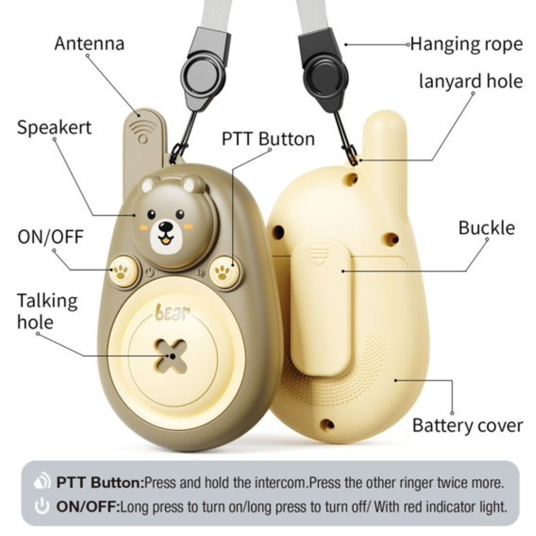 Kids Walkie Talkies Bear Theme 2pcs