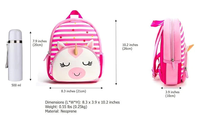 Cute Baby Unicorn Soft Plush Backpack with Front Pocket for Kids (Pink)