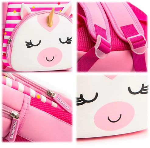 Cute Baby Unicorn Soft Plush Backpack with Front Pocket for Kids (Pink)