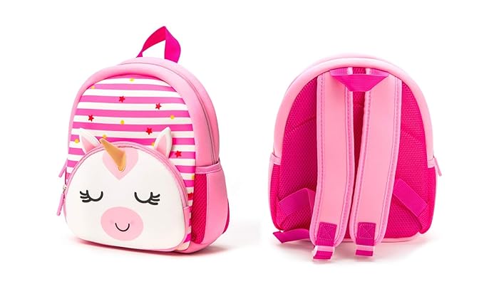 Cute Baby Unicorn Soft Plush Backpack with Front Pocket for Kids (Pink)