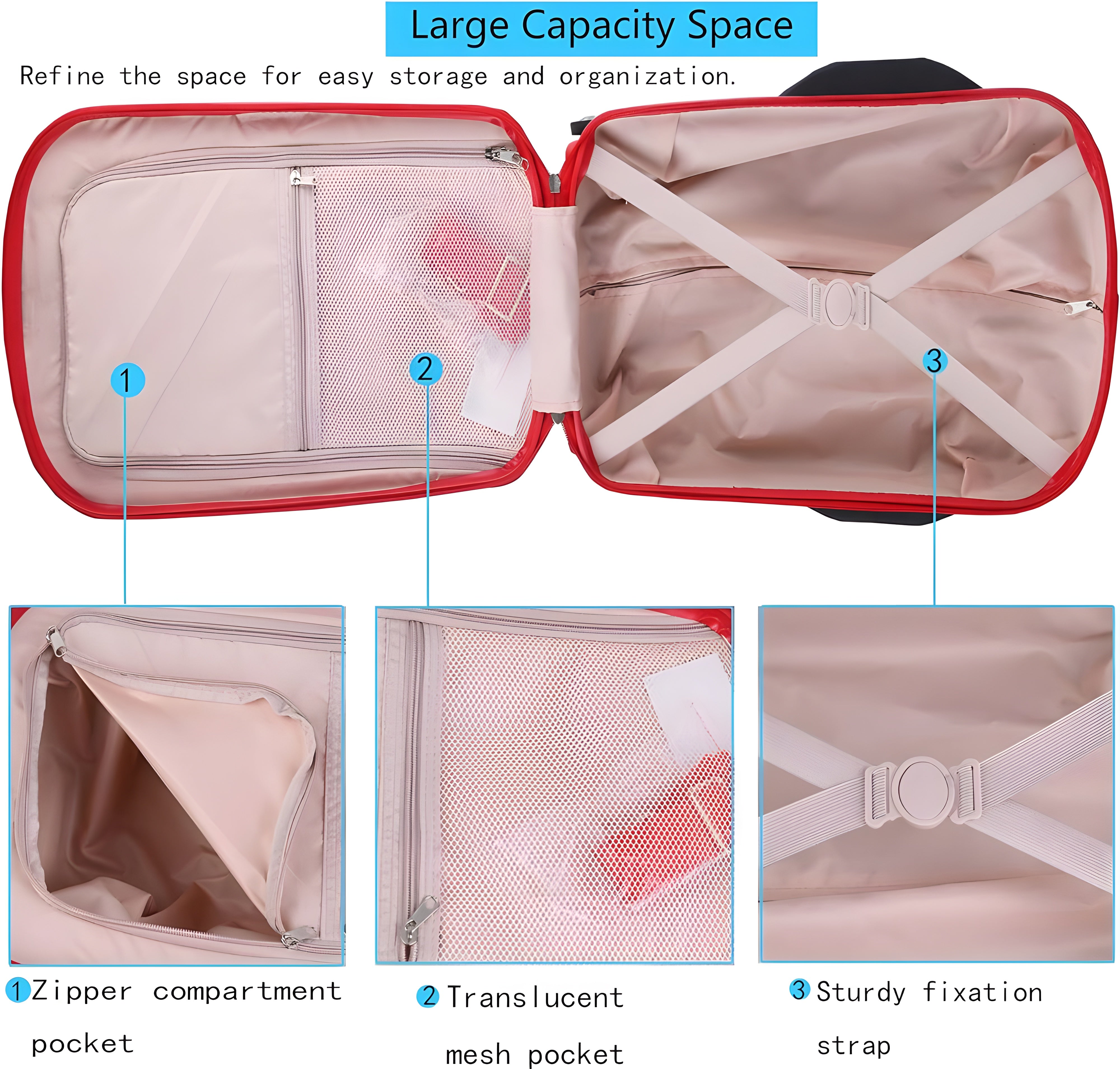 Kids Ride-on Travel Suitcase Trolley(RED)