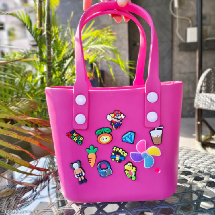 Silicon tote bag with charms Silicon Beach bag – Sardar Ji Toys