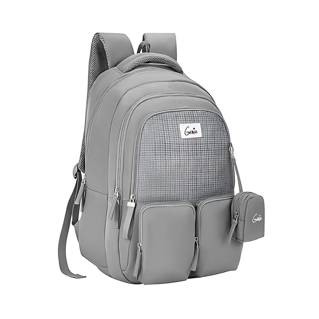 School Backpack For Girls |19 In-36 Ltr with Laptop ( Grey )