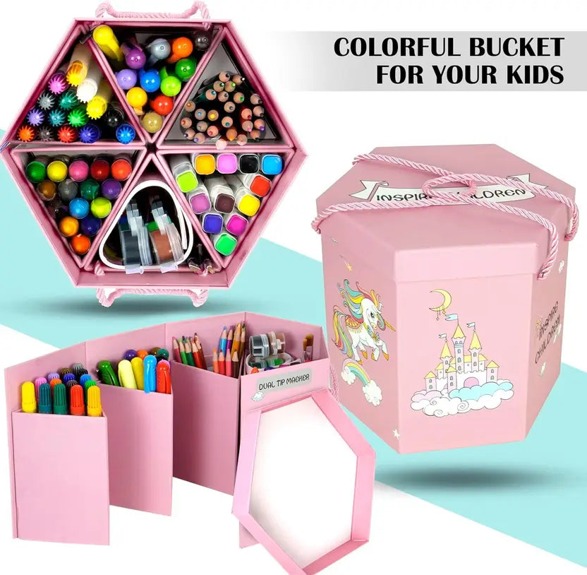 Art Supplies 83Pcs Set for Kids (Unicorn - Pink)
