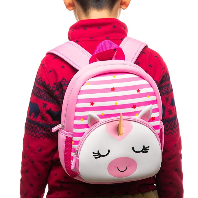 Cute Baby Unicorn Soft Plush Backpack with Front Pocket for Kids (Pink)