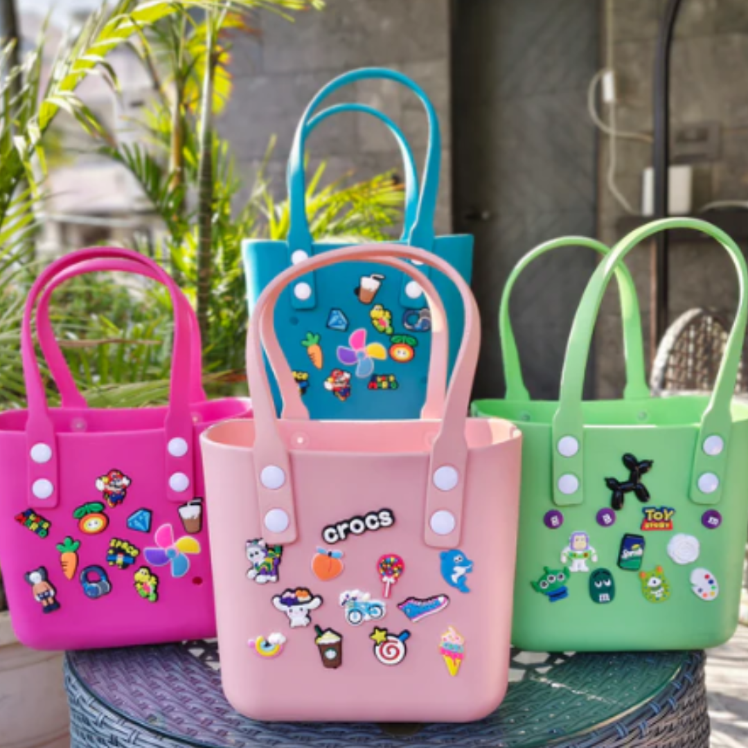 Silicon tote bag with charms Silicon Beach bag