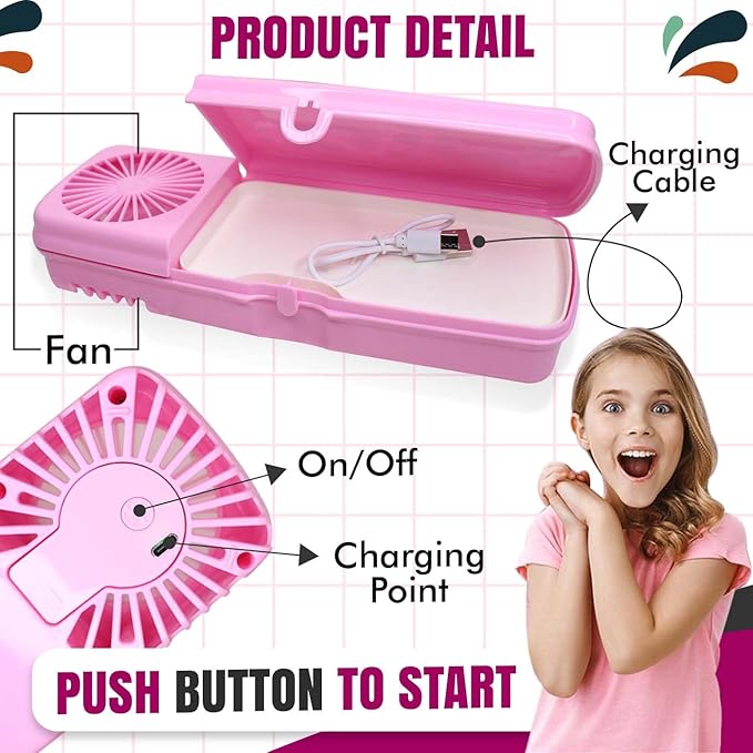 Pencil Box with Fan for Kids|