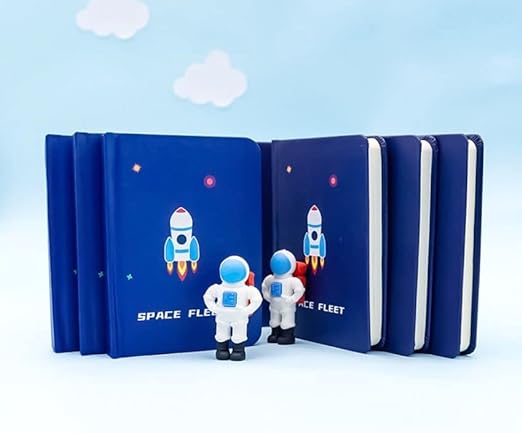 Crackles Space Theme Design Stationery Writing Set For Kids (5 Pencils, 5 Different Shapes Erasers, 1 Notebook, 1 Sharpener)