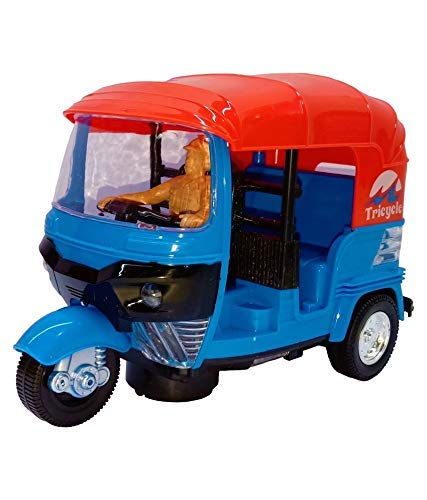 Bump and Go Auto Rickshaw Toy with Sound, Flashing Light & 360 Degree Automatic Rotate-an Excellent and Attractive Gift