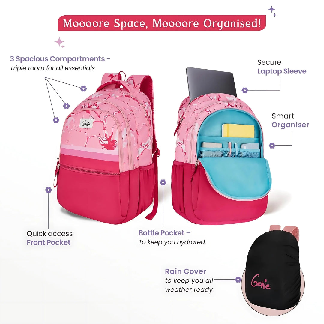 36L Pink Laptop Backpack With Raincover