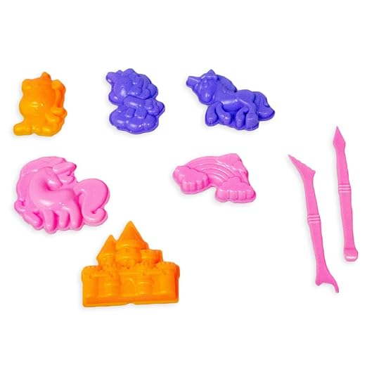 6 सांचों के साथ यूनिकॉर्न रेत कला | बच्चों के लिए नरम रेत मिट्टी किट