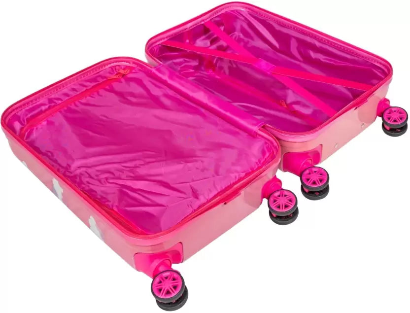 Kid's Polycarbonate Unicorn Printed 360 Degree Rotating Wheels Non-Breakable Trolley Bag (Pink )