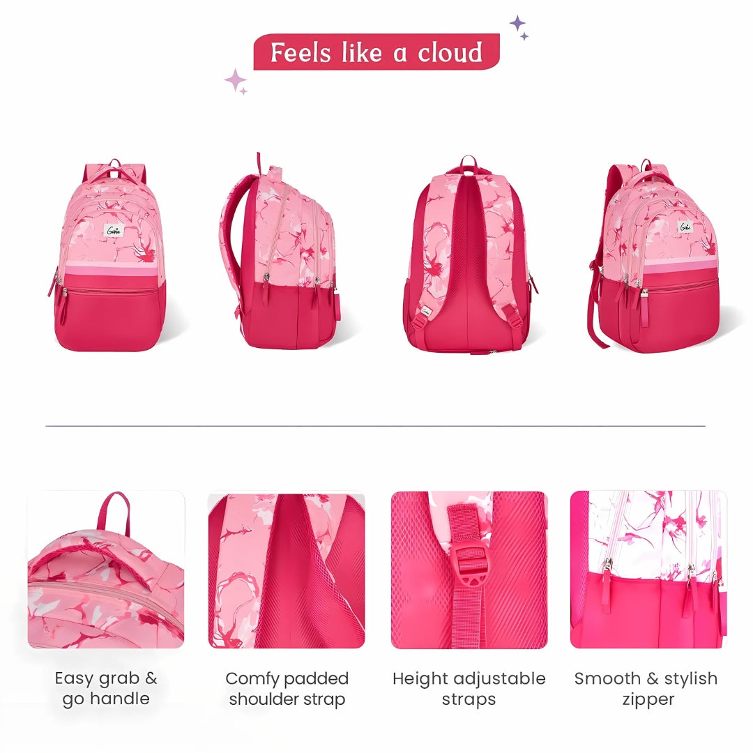 36L Pink Laptop Backpack With Raincover