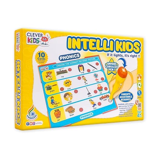 Toy World INTELLI Kids Phonics, Phonics Comes with Cordless Pen and 10 Activity Sheet, Educational Phonetic Card Games Phonetic Card Games & Much More...