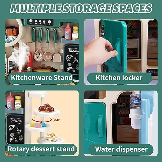 93 PCS Kids Kitchen Playset with Realistic Lights & Sounds