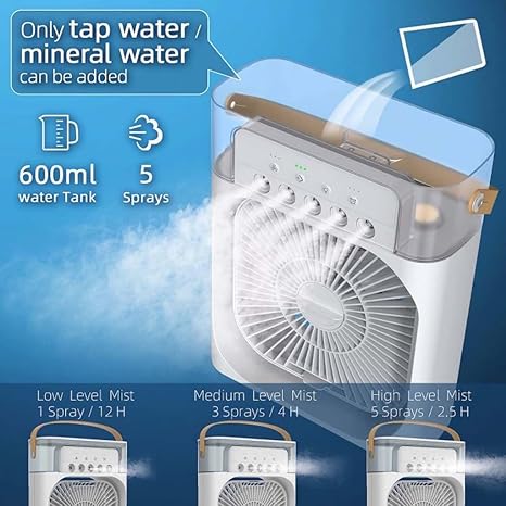 Air Cooler Mist Fan Mini Cooler for Home with 3 Speed Mode with Water Spray