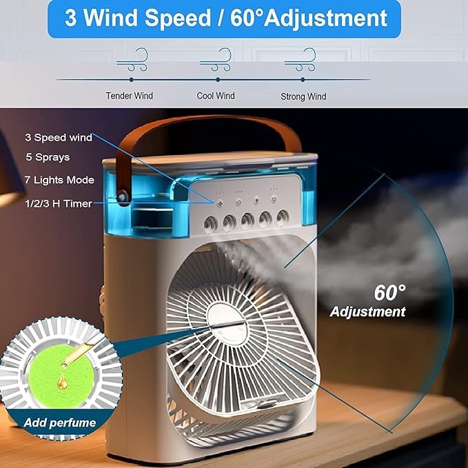 Air Cooler Mist Fan Mini Cooler for Home with 3 Speed Mode with Water Spray